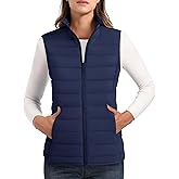 MAGCOMSEN Women's Puffer Vest Lightweight Stand Collar Zip 4 Pockets Puffy Vests Sleeveless Quilted Padded Outerwear