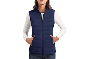 MAGCOMSEN Women's Lightweight Puffer Vest Sleeveless Quilted Stand Collar Zip Jacket 4 Pockets Padded Outerwear Vests