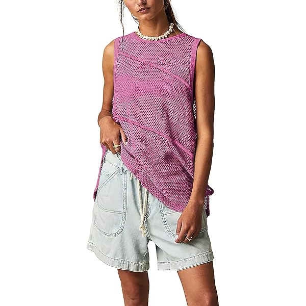 SHENHE Women’s Graphic Print Tank Top – Sleeveless Crew Neck Loose Fit Summer Tee