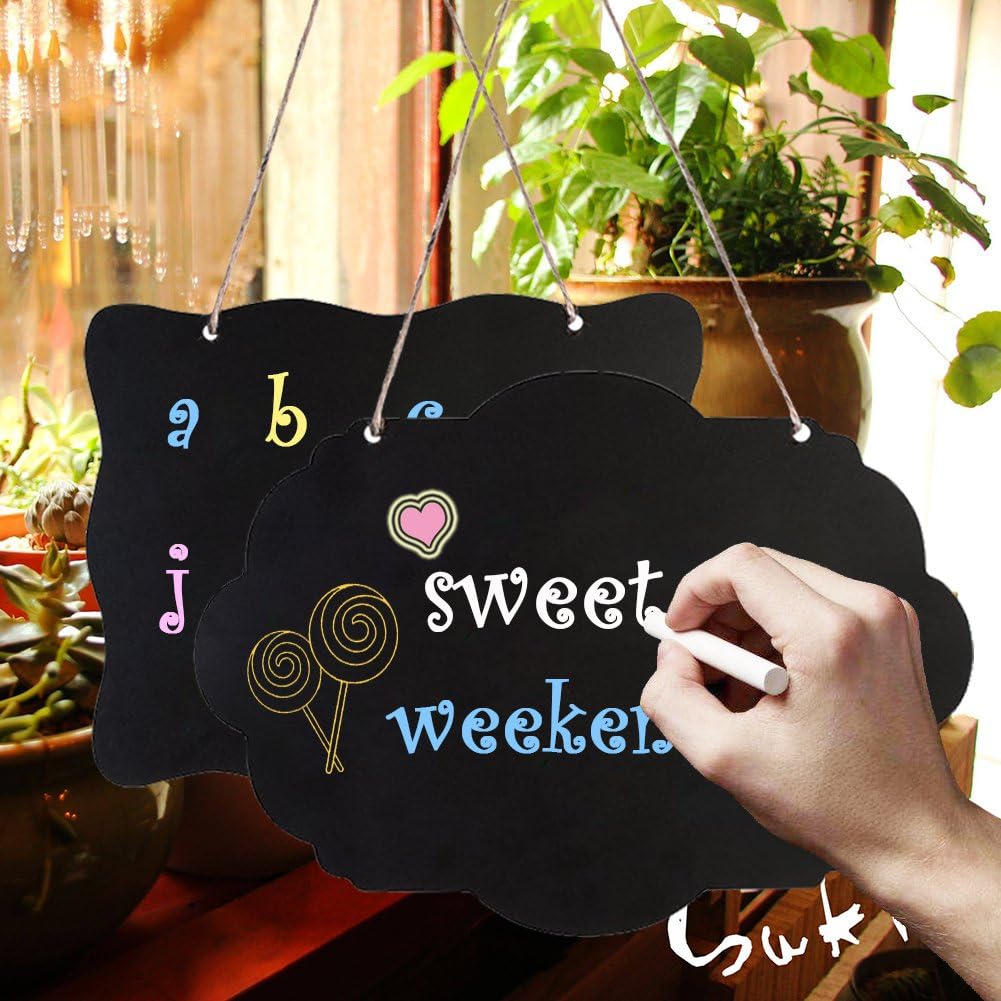 AUSTOR Chalkboard Sign 8x10 Inch Double Sided Erasable Message Board with Hanging Strings, 2 Shapes x 2, 4 Pack : Office Products