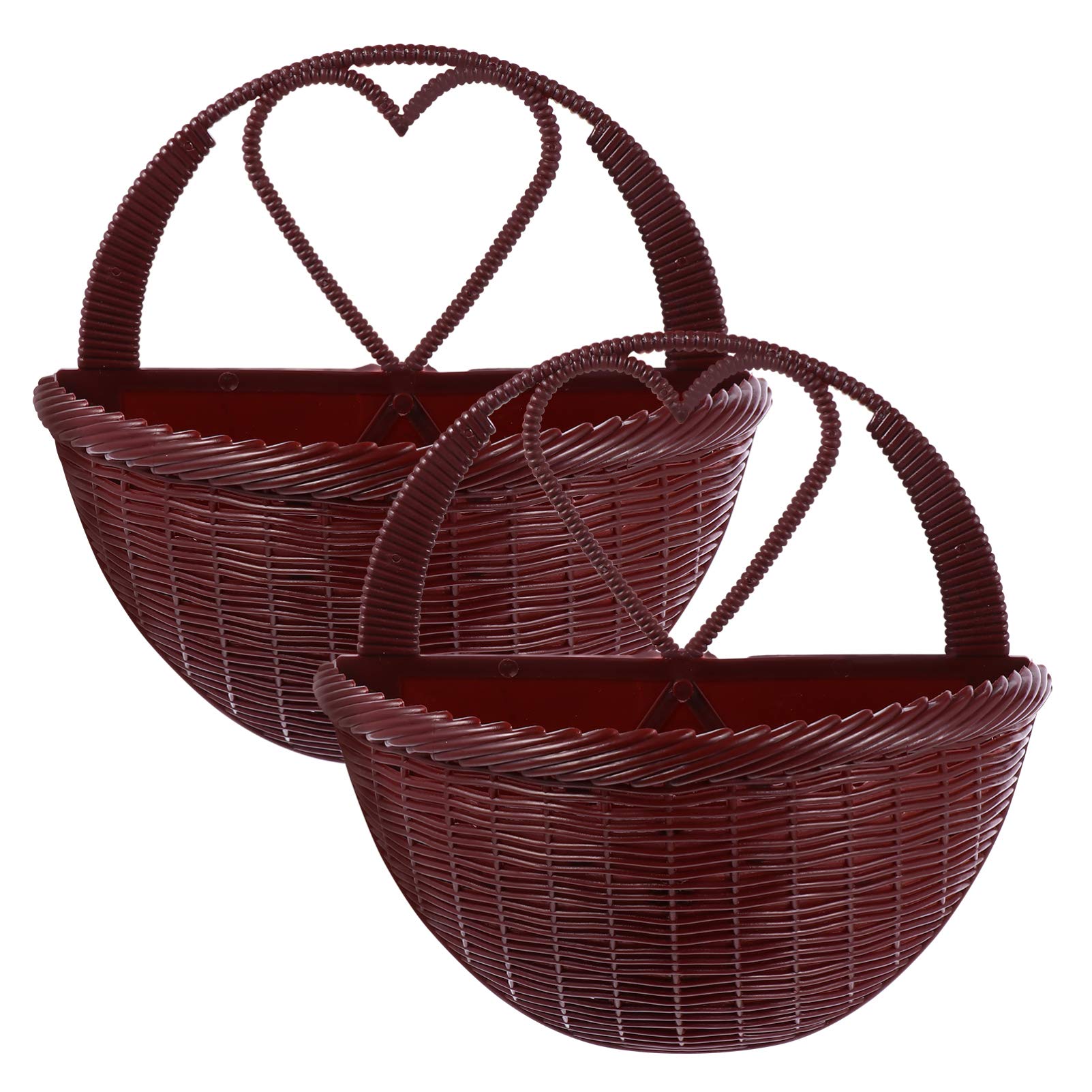 HEMOTON 2pcs Wall-mounted Flower Baskets Simulated Rattan Design for Home Decor Wall Hanging Plant Pots Elegant and Convenient Floral Display