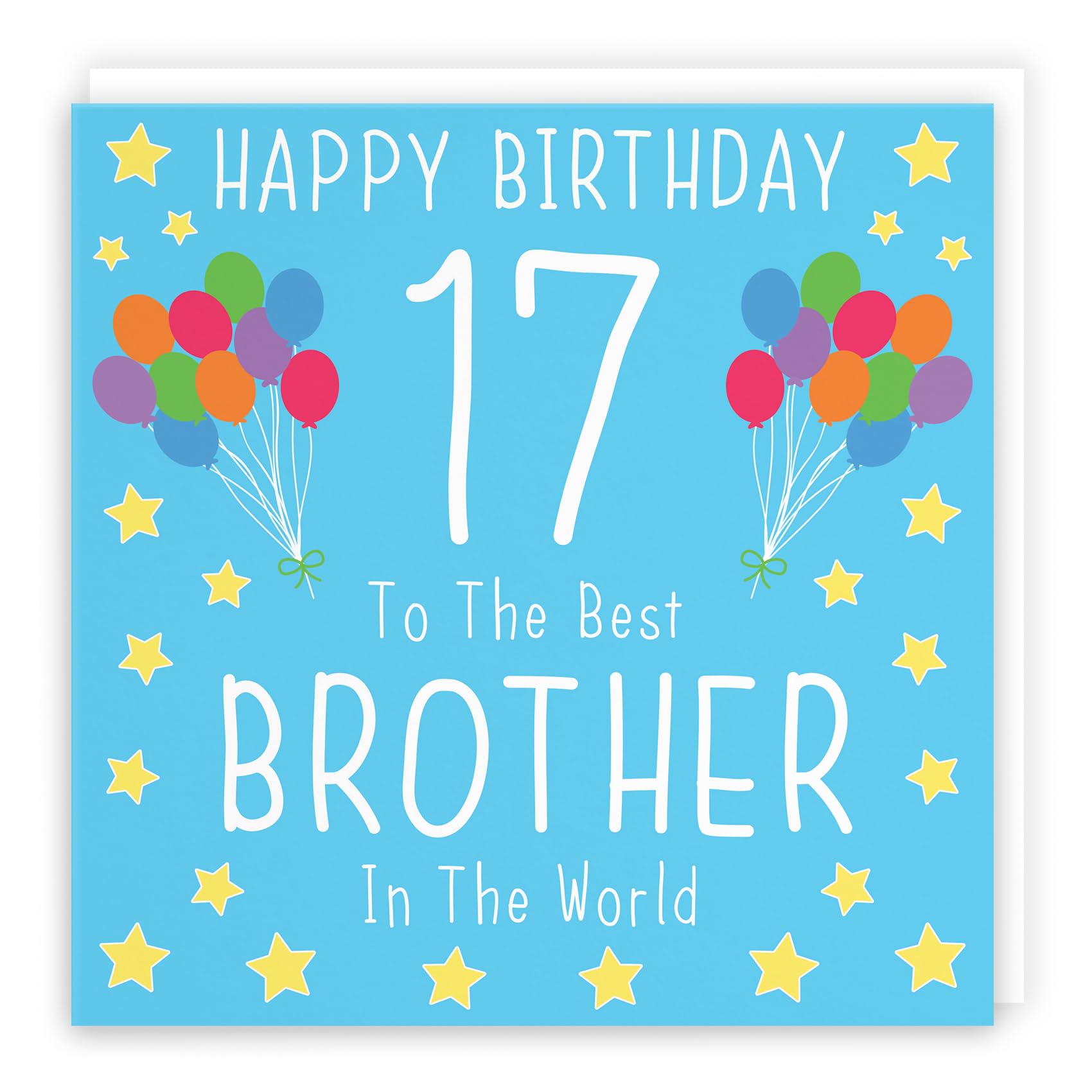 Hunts England - Large Brother 17th Birthday Card - Happy Birthday - 17 - To The Best Brother In The World - Iconic Collection - Large - 210 x 210 mm - Age 17