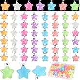 EVERMARKET Glow in The Dark Star Beads - 56 Pcs Nightglow Charms for Jewelry Making, Luminous Pendant With Box for DIY Bracelets Necklaces Accessories
