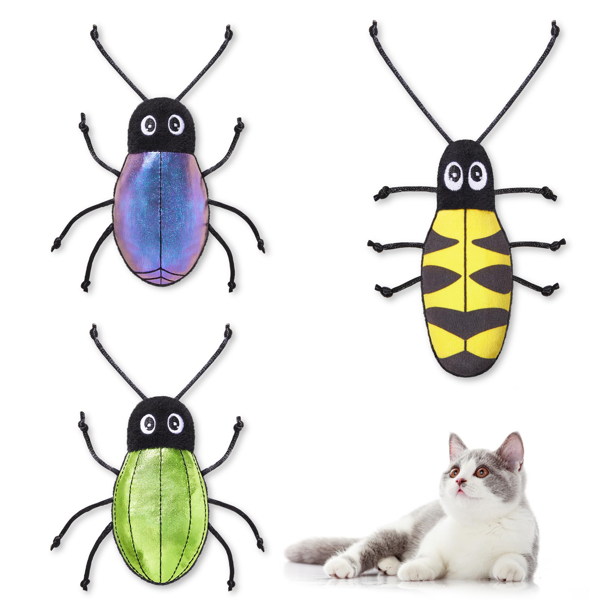 Photo 1 of Potaroma Realistic Bug Catnip Cat Toys Crinkly Sound, Durable Kitten Bite Interactive Kicker Toys for Indoor Exercise 3.5 Inches