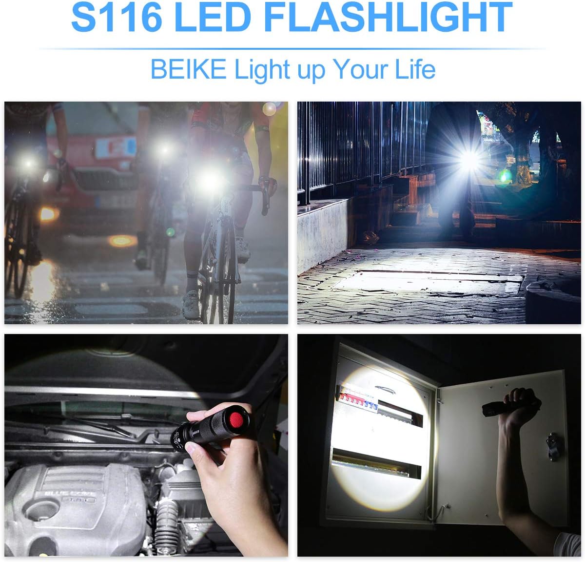 Beike 2 Pack LED Tactical Flashlight (Batteries Included) - 5 Modes, High Lumen, Zoomable, Water Resistant, Handheld light for Camping, Hiking, Outdoor, Emergency - - 