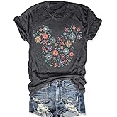 Women Magic Kingdom Castle Shirt Vintage Flower T Shirt Funny Boho Graphic Tees Short Sleeve Summer Tops