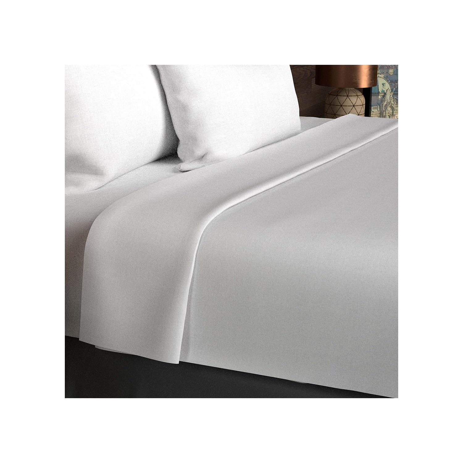 Soleil d'ocre, Plain Cotton Flat Sheet, 57 Thread Count, 260 x 300 cm, White — image 1