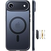 TORRAS for iPhone Air Case 6.5'', Stronger Magnetic with MagSafe, Shockproof Slim Case for iPhone 17 Air with Camera Control & Colorful Button, Mil-Grade Drop Tested,Translucent Matte Black