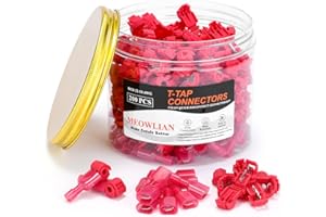 MEOWLIAN 200PCS/100 Pairs T-Tap Quick Splice Disconnect Wire Terminals Spade Wire Connectors Red 22-16 AWG Male Female Fully Insulated Electrical Car Automotive Crimp Insulated Self-Stripping Kit