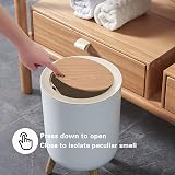 U2PICK Mini Trash Bin with Lid 9 Liter Slim White Round Waste Can view 5