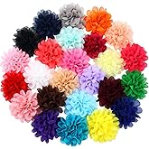 Cinaci 25 Pack Solid Big 4" Chiffon Flower Alligator Hair Clips Barrettes Hairpins Accessories for Baby Girls Infants Toddlers Kids Teens Women