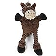 goDog Checkers Just for Me Skinny Horse Squeaky Plush Dog Toy, Chew Guard Technology - Brown, Mini