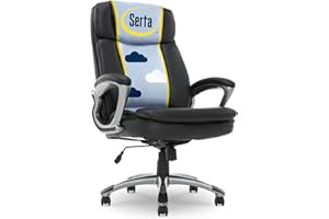 Serta Fairbanks Big and Tall High Back Executive Office Ergonomic Gaming Computer Chair with Layered Body Pillows, Contoured Lumbar Zone, Black