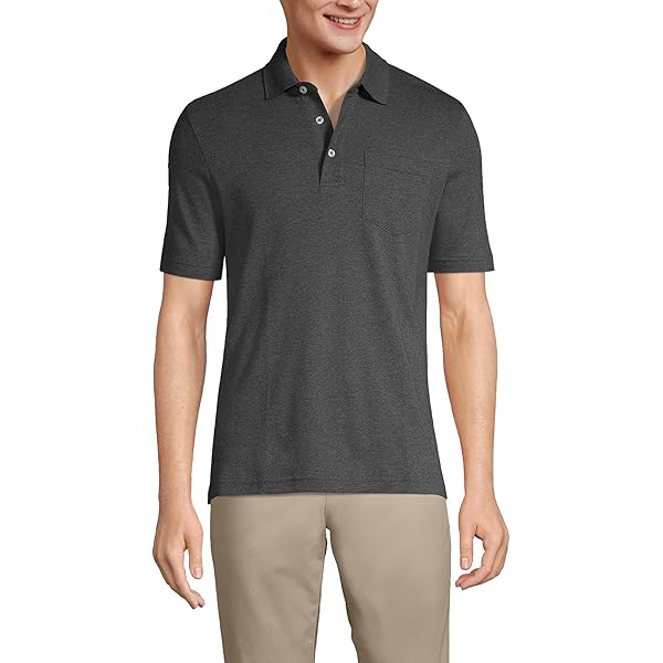 Lands' End Mens Short Sleeve Solid Active Polo Shirt