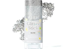 SEVICH Glitter Stick Sliver for Face Body Hair,Skin Safe Waterproof Sparkle with No Glue Needed,Easy to Apply and Remove for 