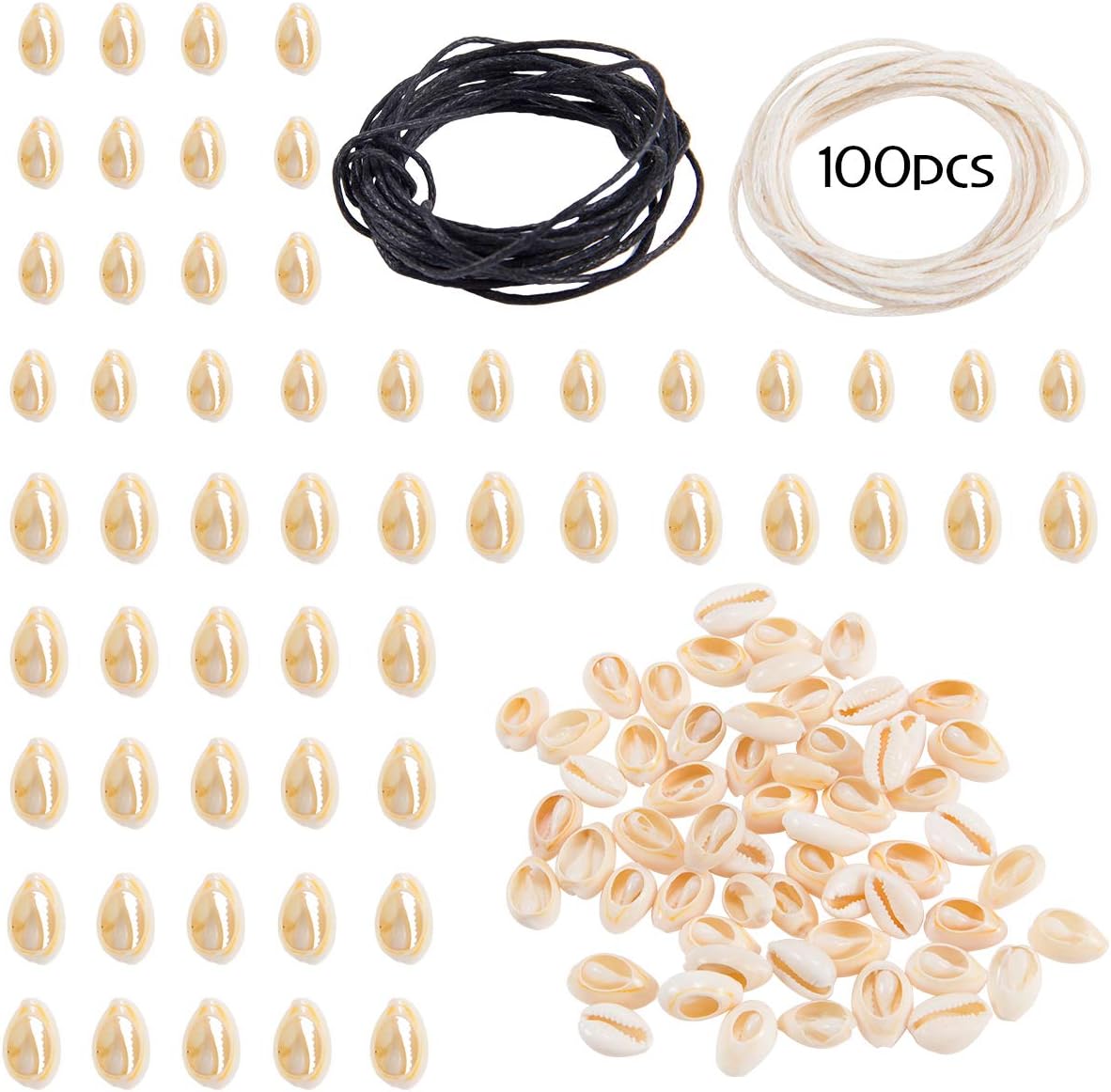 Alphatool 100 Pieces White Natural Spiral Shell Beads- Cut Beach Seashells Cowrie Shells Sea Shells Beads with Hole for DIY Craft Jewelry Making Accessories (Style 2)