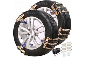 Snow Chains, Universal Car Emergency Anti Slip Snow tire Chains, 6 Pack Winter Security Car Tire Snow Chains Width 195-225mm(