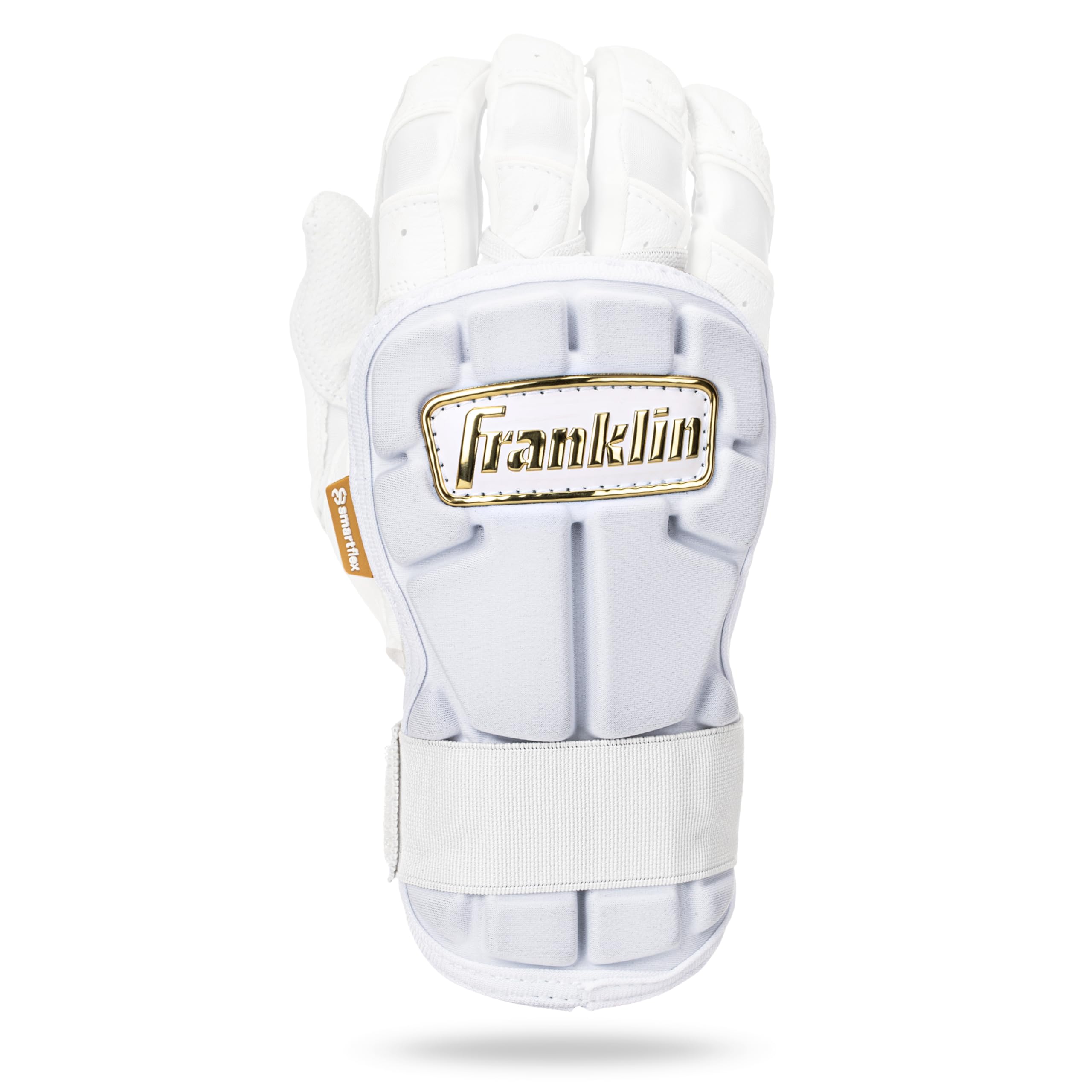 Franklin Sports Baseball Hand + Wrist Guard – PRT LG Series Adult Hand + Wrist Protector for Batting – Protective Shield – Righty + Lefty Hitters – White + Gold – One Size – Adult