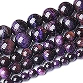 Natural Purple Tiger Eye Beads Round Loose Stone Beads Energy Gemstone Healing Power for Jewelry Making 1 Strand 10mm 38pcs
