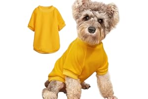 JOUHOI Puppy Sweater for Small Dogs Clothes Warm Winter Cat Clothe Pet Sweatshirt Knitwear Doggie Kitten Clothing, Yellow, Medium