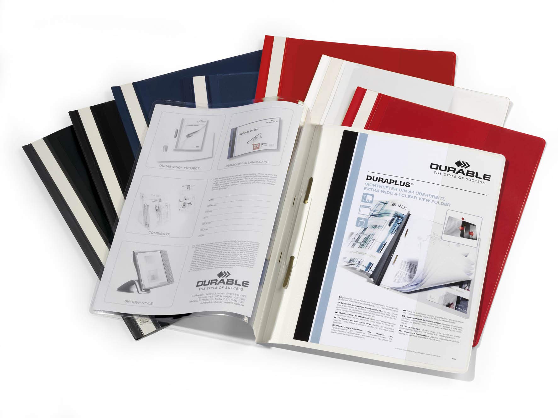 Durable DURAPLUS Presentation Folder - Pack of 25 A4 Assorted Folders - Ideal for Storing Presentations, Invoices, Quotations, School Work & More