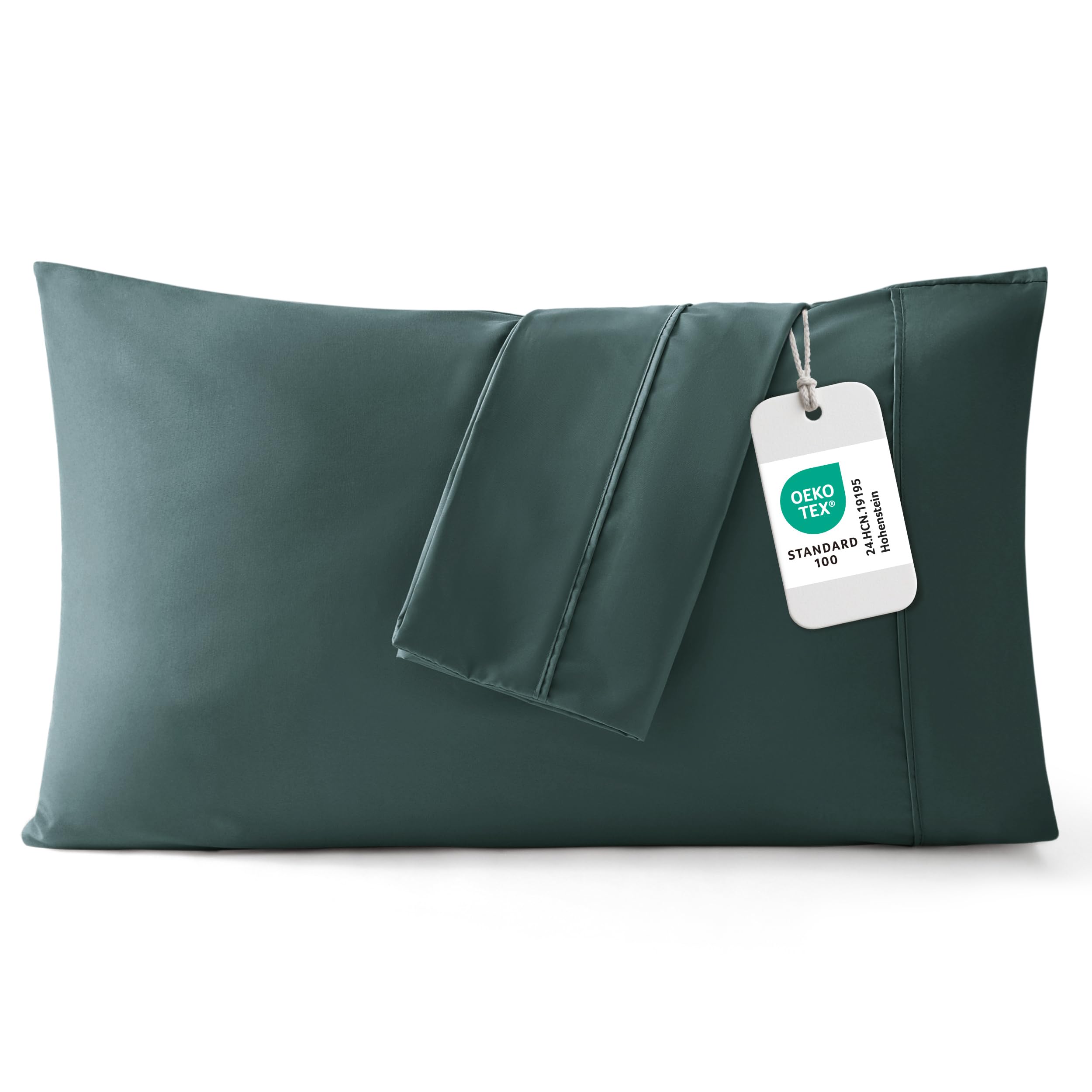 Bedsure King Size Pillow Cases Set of 2 - Forest Green Brushed Microfiber Pillowcases 2 Pack, Super Soft Pillow Case Cover with Envelope Closure for Kids, Wrinkle, Fade Resistant, 20x36 Inches