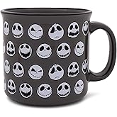 Nightmare Before Christmas Disney The Jack Skellington Expressions Ceramic Camper Mug | Large Coffee Cup For Tea, Cocoa, Beverages | Holds 20 Ounces