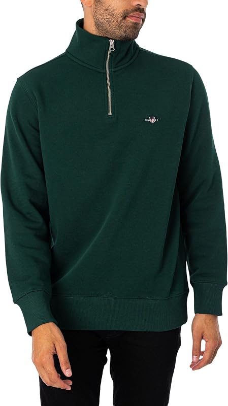 Homme Sweat-Shirt À Demi-Fermeture Éclair Regular Shield, Tartan Green, L