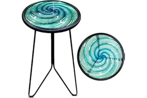 LIFFY Patio Side Table, Small Round End Table, Metal Side Table Outdoor, Small Porch Table for Indoor Balcony Furniture Decor (Green 12 inch)