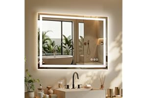 40''×30'' LED Bathroom Mirror with Lights,Lighted Bathroom Mirror with Backlit & Frontlit, Defogging,3 Color Dimmable, Lighte