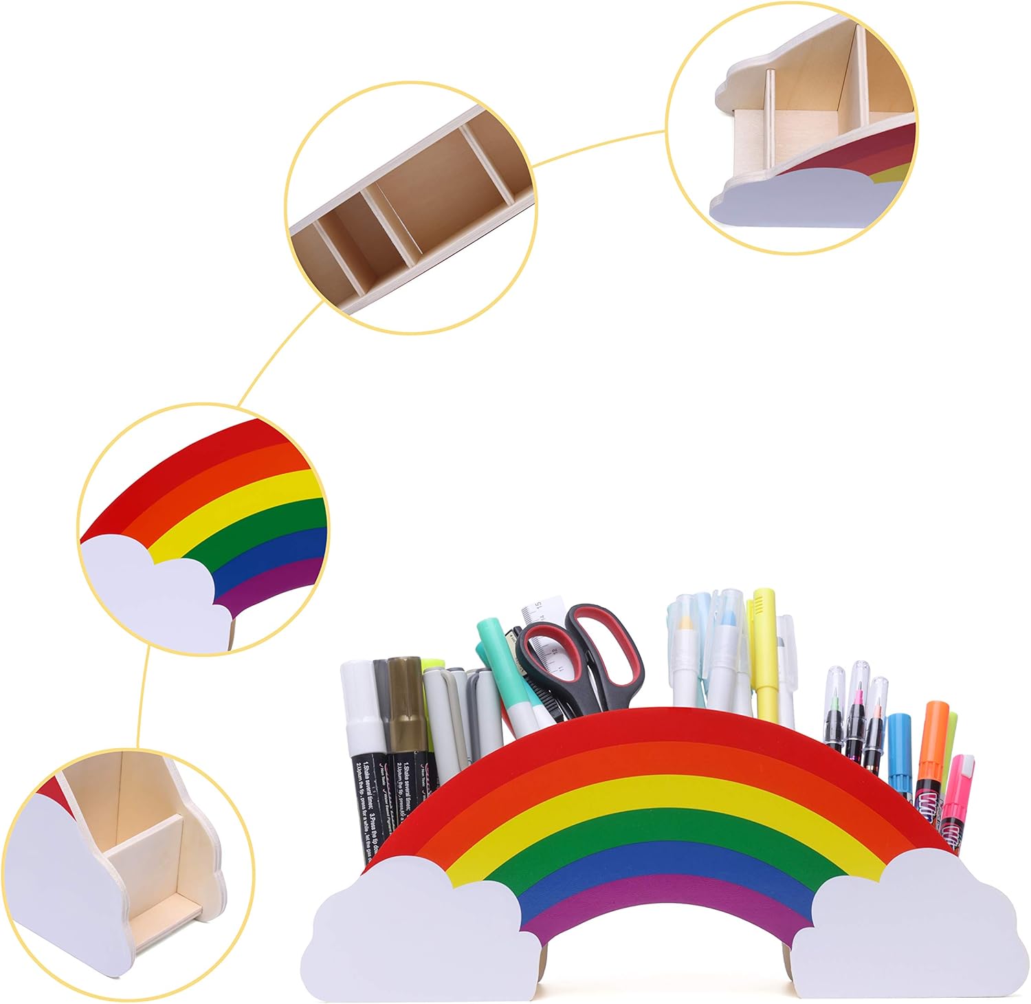 EXERZ Rainbow Pencil Holder + 50pcs Star Stickers, Desk Organiser, Desk Tidy, Crayon holder, Creative Decoration Caddy - Image 5