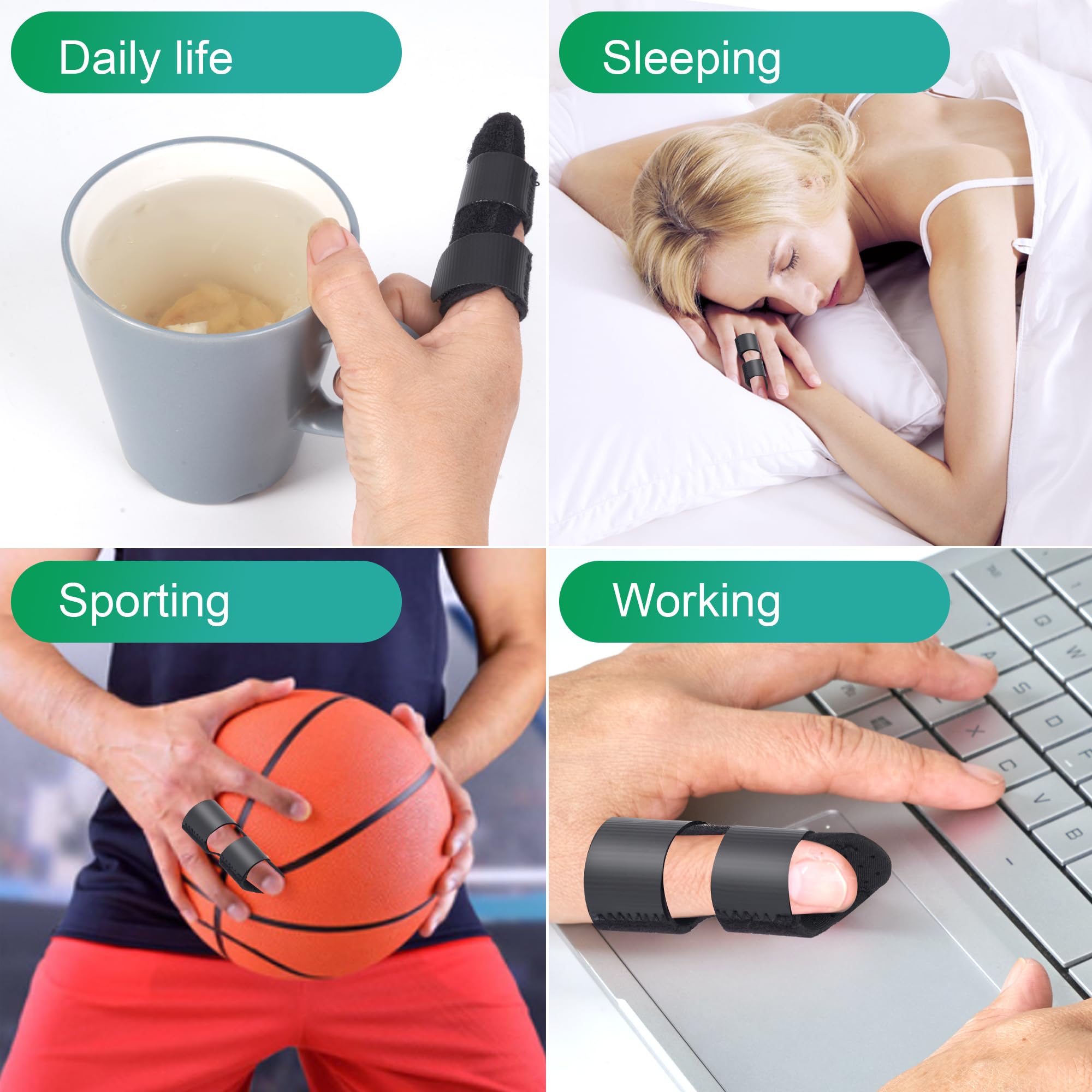 Soft Home Finger Splint, Mallet Finger Splints for Pain Relief, Trigger Finger Splint for Thumb, Middle, Pointer, Ring or Pinky Finger