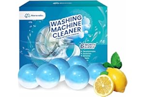 Maravello Washing Machine Cleaner, Washing Machine Cleaning Tablets for Front Load and Top Load Washers, Mold and Stain Remover for Laundry Tub 6-Month Supply (Lemon, 6 Count)