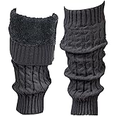 Pistha Fleece Lined Leg Warmers for Women Knit Leg Warmer Boot Socks for Skating Outdoor and Daily Wear