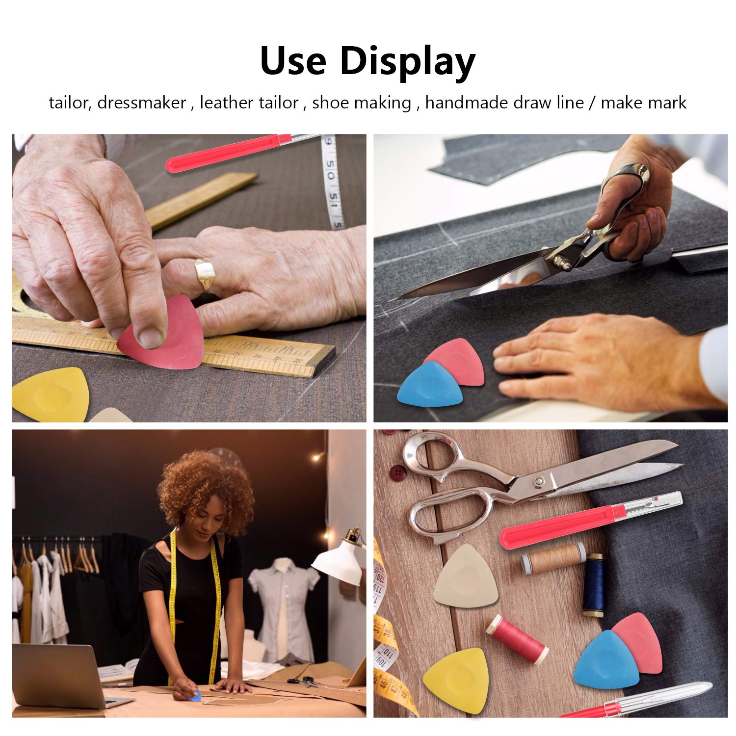 CampTek Tailors Chalk & Fabric Markers for Quilting - 10PCS Tailor's Chalk, 4PCS Heat Erasable Pens with 4 Refills, 3 PCS Sewing Fabric Pencils