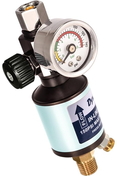 Régulateur De Pression Avec Manomètre Pour Pistolet à Peinture - 1/4" (G1/4), Plage 0-10 Bar (0-150 PSI), Accessoire Pneumatique