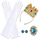 ASKUANG Princess Costume Set Including Crown+Gloves+Brooch+Clip on Earrings Princess Halloween Cosplay Dress Up Birthday Party