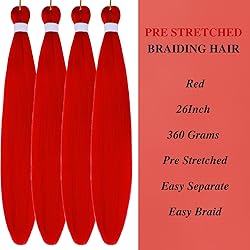 Red Pre stretched Braiding Hair for Boho Braids