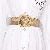 Woven Rattan Wide Stretch Straw Belt 