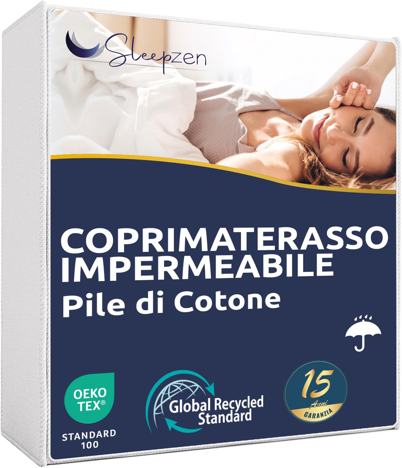 Waterproof Mattress Protector, 140 x 190 cm, Certified GRS® Cotton Fleece – Oeko-Tex ® Soft Silent Mattress Protector, Mattress Protector, Mattress Protector, Polyurethane Anti-Bacterial Anti-Dust