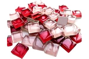 FAIRUO 100 Pieces Bulk Mosaic Tiles Assorted Color Opaque Mosaic Glass Crafts Supplies for DIY Picture Coaster Home Mosaic Decoration(1x1cm,Red Series)
