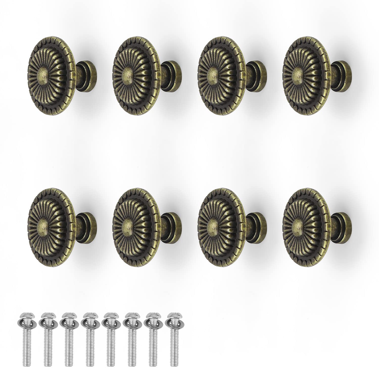 DEANKEJI 32mm Cupboard Knobs, 8 Pieces Vintage Drawer Knobs, Cupboard Handles with Screws Antique Style, Suitable for Cabinets, Shoe Cabinets, Dresser Handles