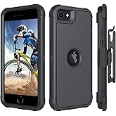 BENTOBEN for iPhone SE 2022/2020 Case, Heavy Duty [3 Layers] Shockproof Full Body Rugged Hybrid iPhone SE 3rd/2nd Generation Case 4.7" with Kickstand Belt Clip Holster Cover, Black
