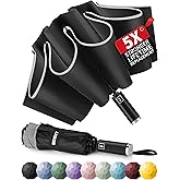 Seniny Inverted Travel Umbrella, Automatic Umbrellas for Rain, Windproof Compact Umbrella with Reflective Stripe, Folding UV Umbrella Sun Umbrella, Portable Large Umbrella for Backpack, Lightweight