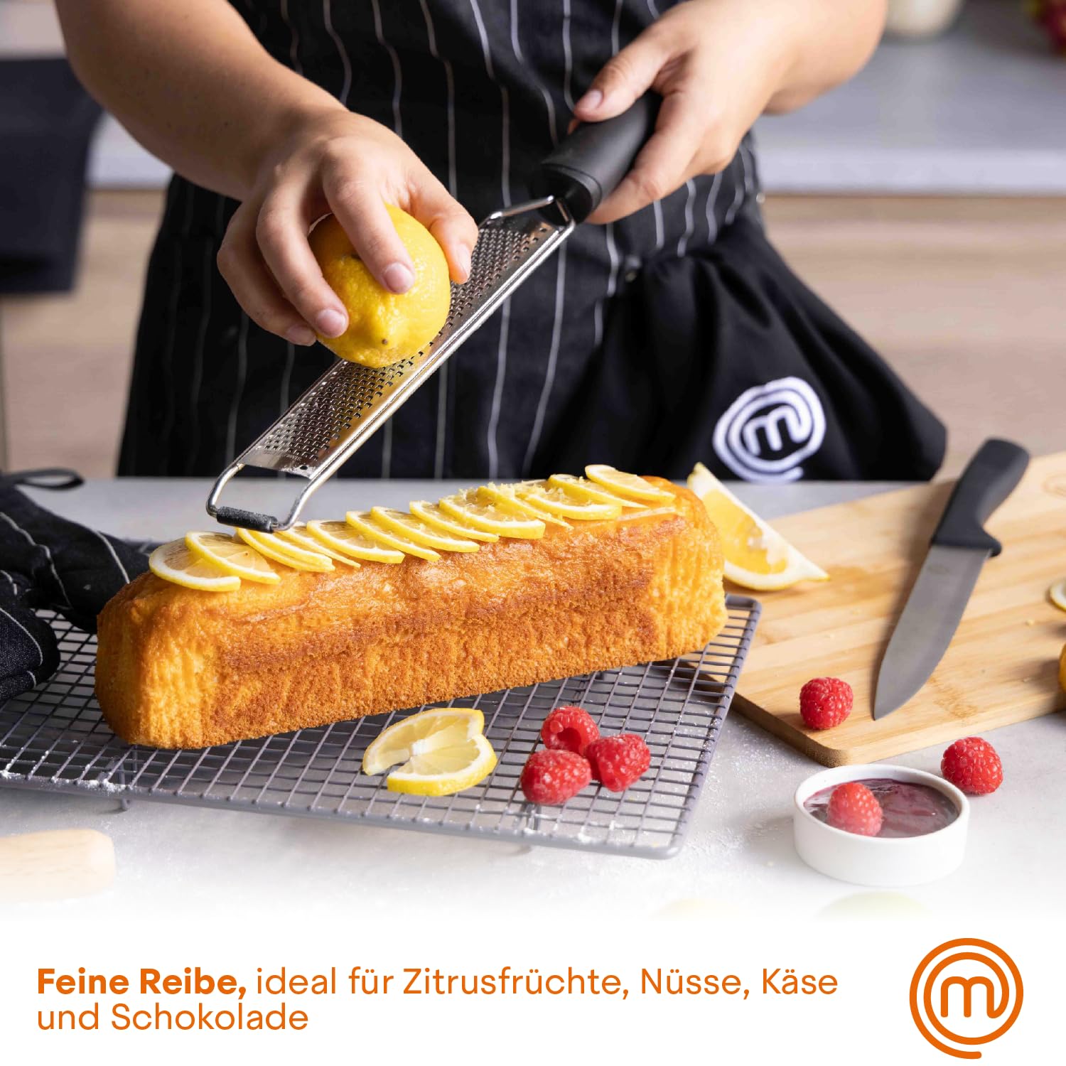 MasterChef Parmesanreibe Zester, Zestenreißer, Zitronenreibe, Muskatnuss Reibe, Ingwerreibe, Handreibe mit Rassiermesserscharfe Edelstahlklinge und Ergonomisch Rutschfester Griff, Spülmaschinenfest 2