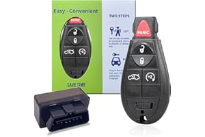 AULESSE OBD Key Fob Programmer Tool 4+1 Button for J-eep DOD-ge Ch-rysler,Keyless Entry Car Kit,433 Frequency with Electronic Chip M3N5WY783X IYZ-C01C (J25+ OBD1 Programmer)