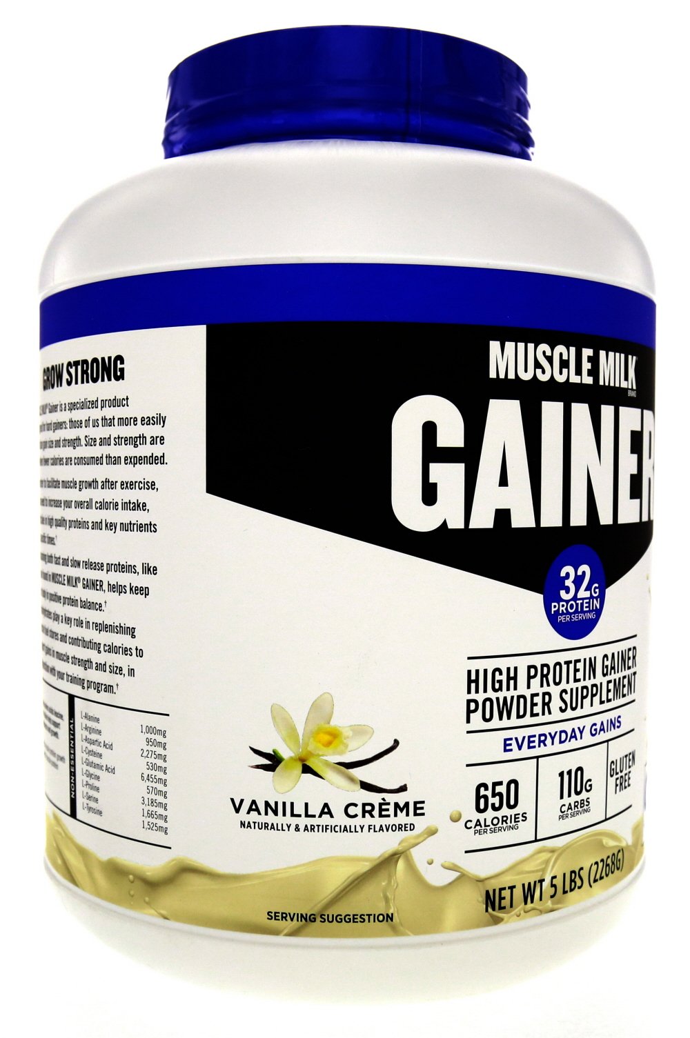 Muscle Milk Gainer Protein Powder, Vanilla Creme, 32g Protein, 5 Pound
