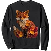 Cute Fox Autumn Leaves Artistic Animal Art Fall Aesthetic Sweatshirt