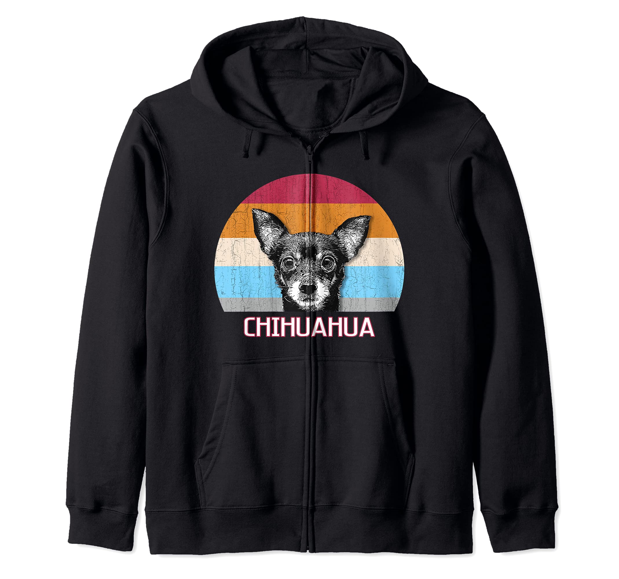Chihuahua Dog Lover Owner Retro Vintage Distressed dog Zip Hoodie