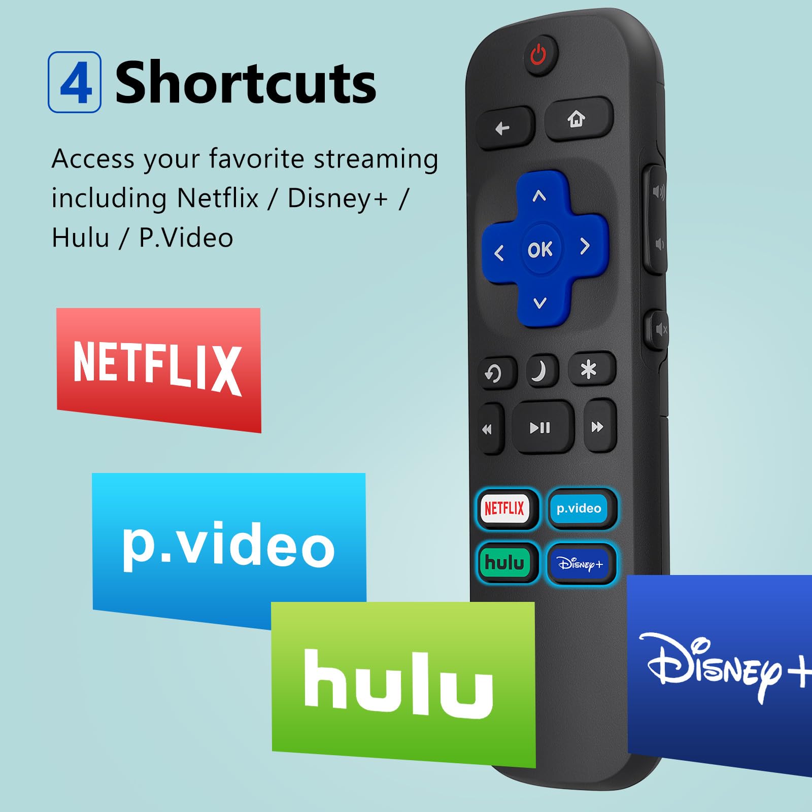 (Pack of 2) Replacement Remote Control Compatible for Roku TV,for TCL Roku/for Hisense Roku/for Onn Roku(Not for Roku Stick,Box and Players)